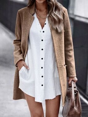 Overcoat Coat M Camel Beige